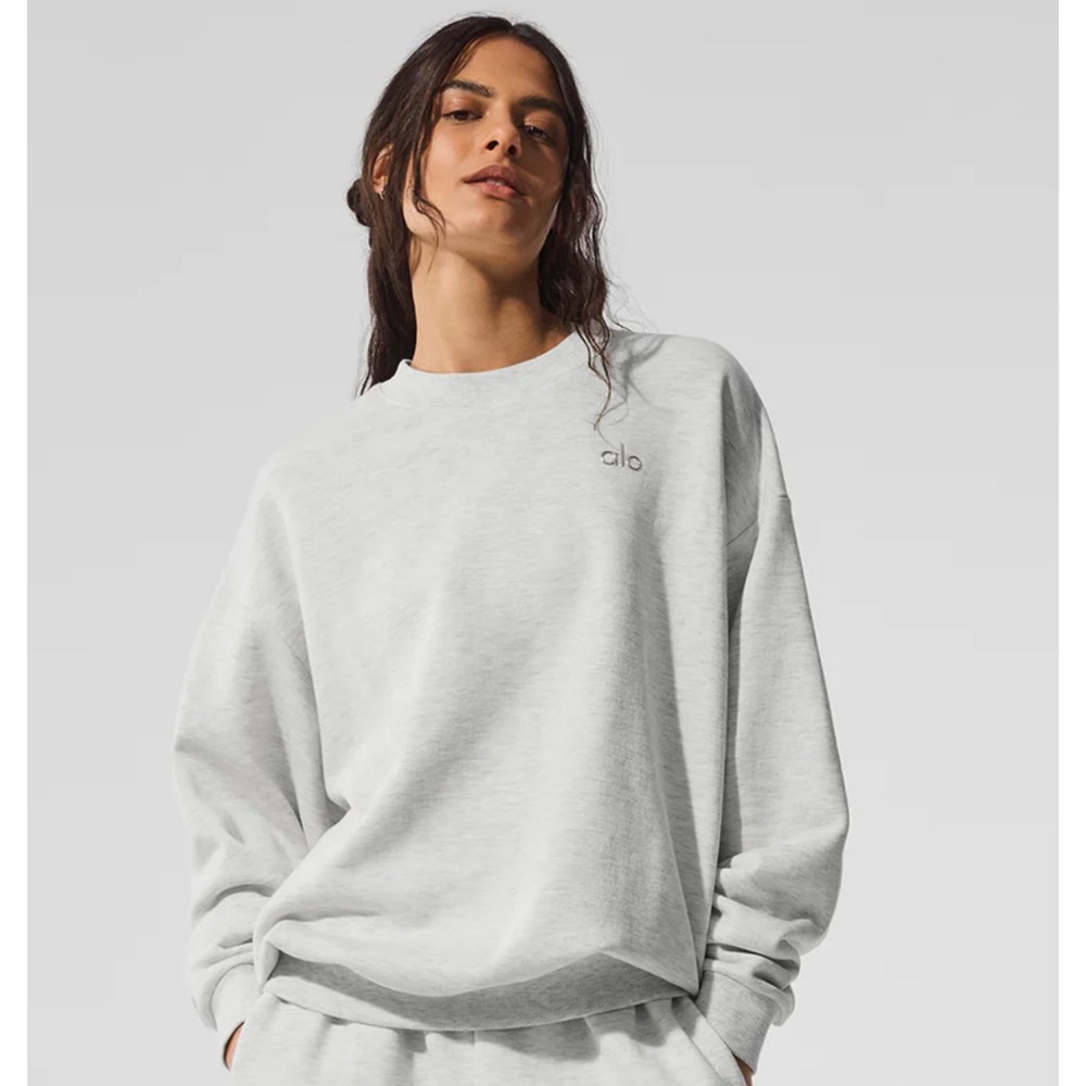 Alo White Heather Sweat Set Size Medium Sweater and Pants